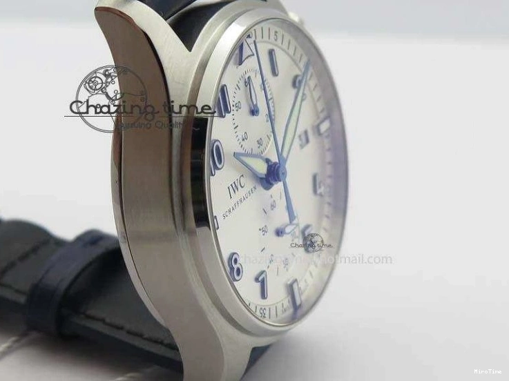 MIROTIME 0723 Pilot Chrono SS IW387809 ZF 1:1 Best Edition Silver Dial Blue Numbers On Blue Leather Strap A Lightweight 7263